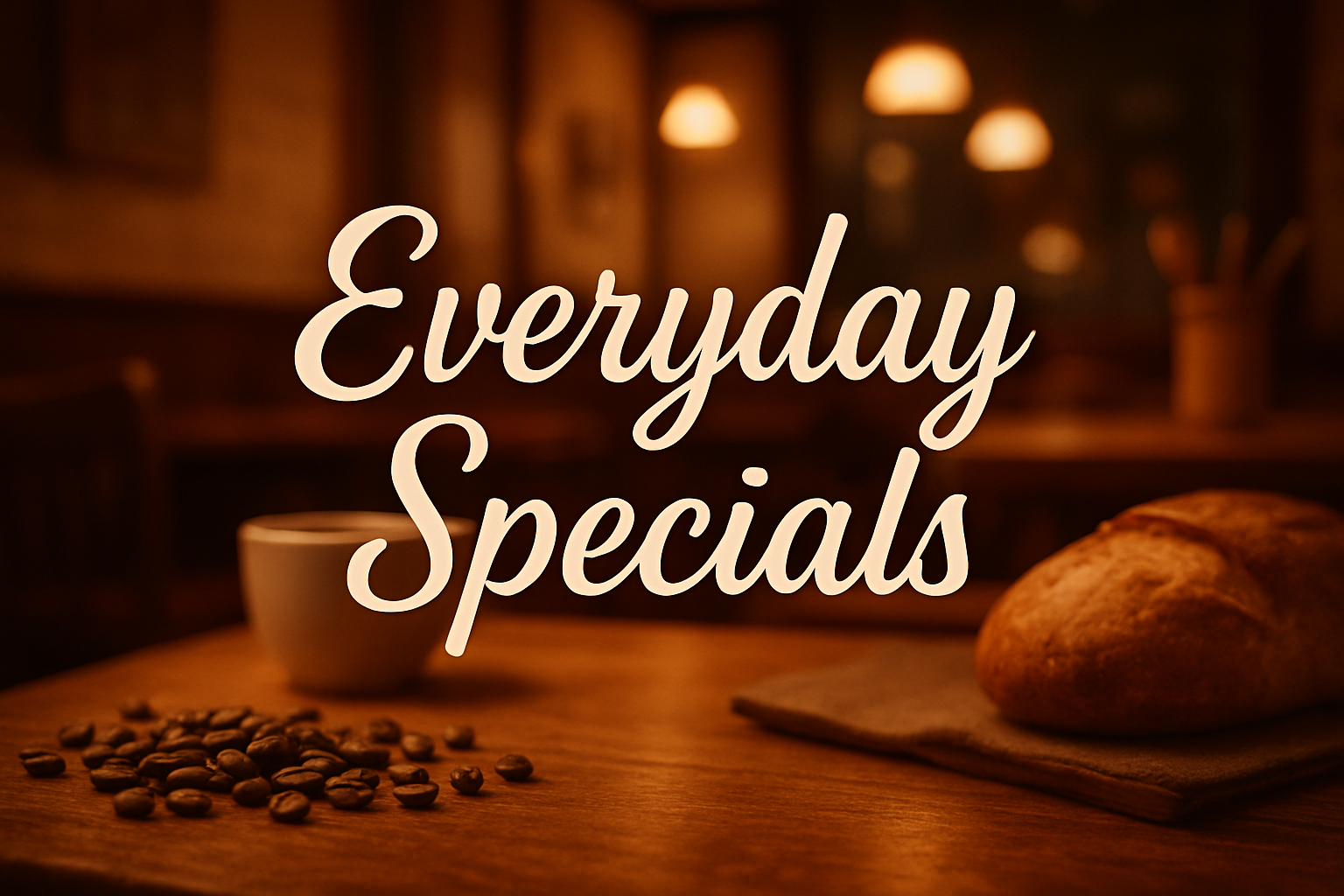 das wort Everyday Specials auf einem gemütlichen hintergrund 